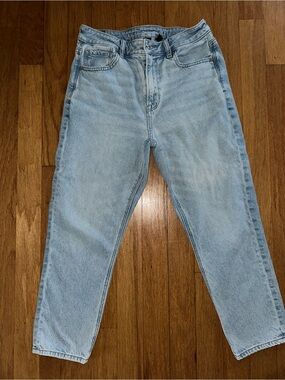 American Eagle AE Light Blue High-Rise Straight Mom Jeans - size 6 X-Short